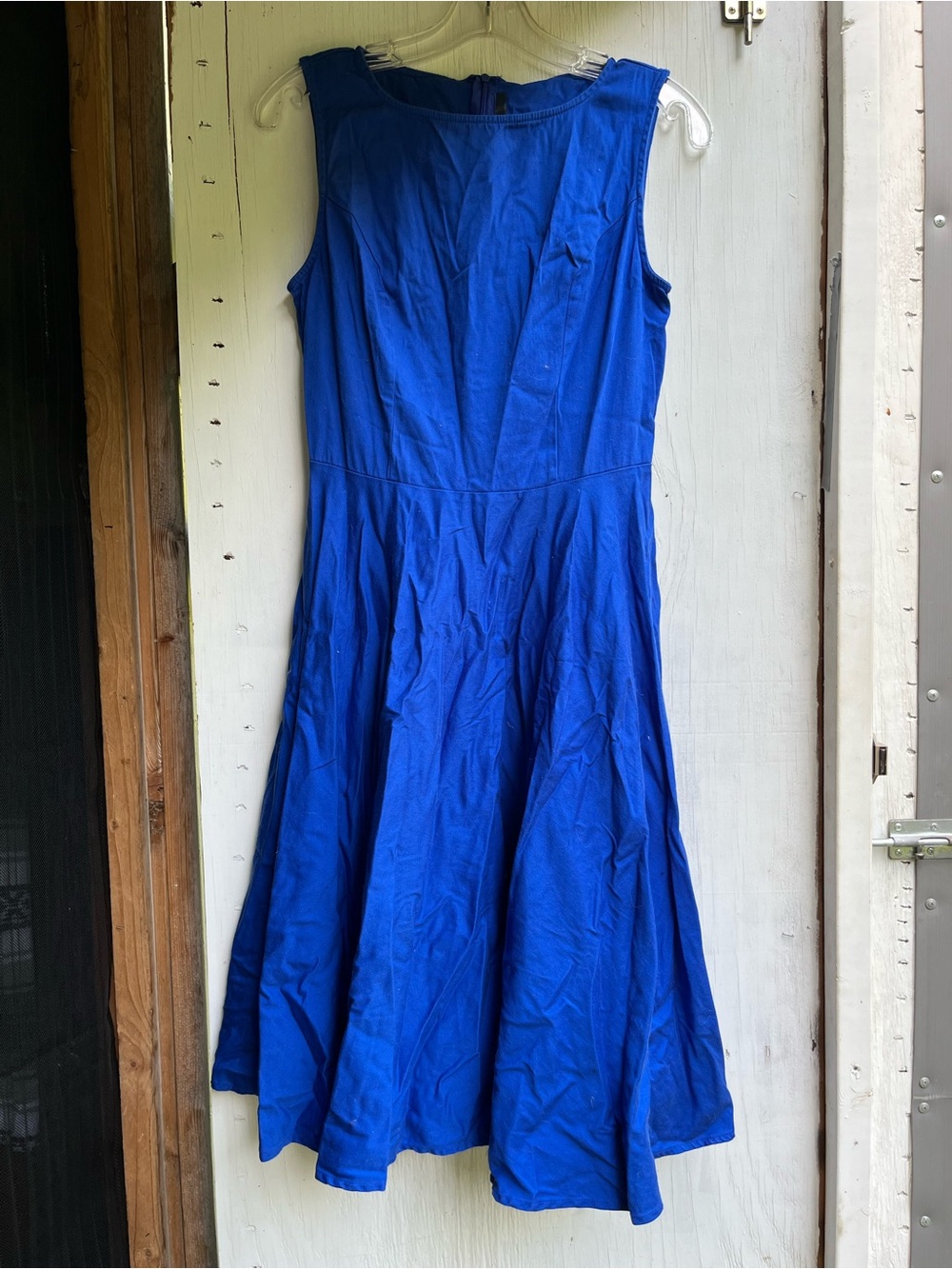 Classic Sleeveless Fit & Flare Dress in Royal Blue